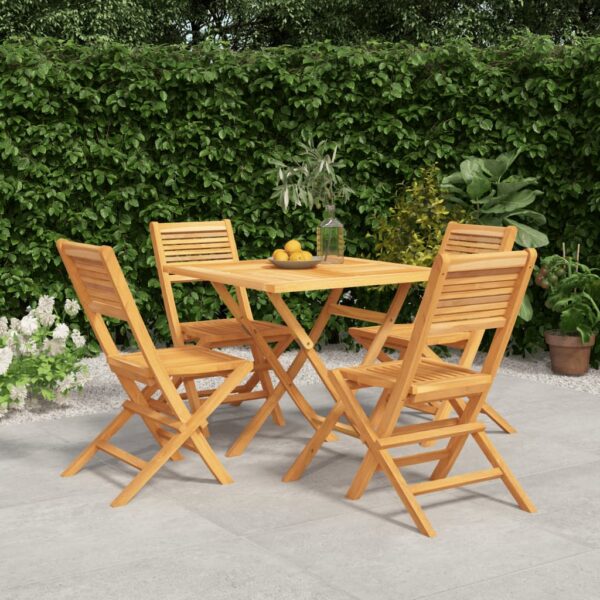 HomeDiscount-5 Piece Garden Dining Set Solid Wood Teak