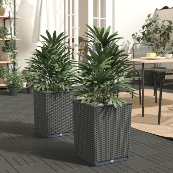 HomeDiscount-Planters 2 pcs Black 30x30x37 cm Polypropylene