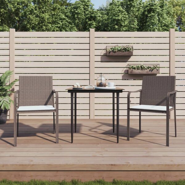 HomeDiscount-Garden Chairs with Cushions 2 pcs Brown 56x59x84 cm Poly Rattan