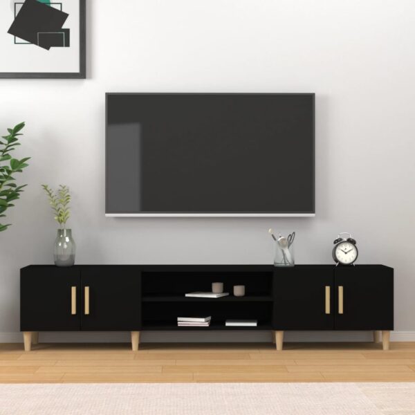 HomeDiscount-TV Cabinet Black 180x31.5x40 cm Engineered Wood