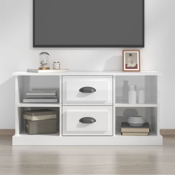 HomeDiscount-TV Cabinet High Gloss White 99.5x35.5x48 cm Engineered Wood