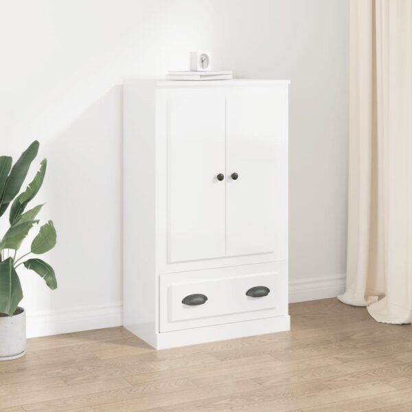 HomeDiscount-Highboard High Gloss White 60x35.5x103.5 cm Engineered Wood