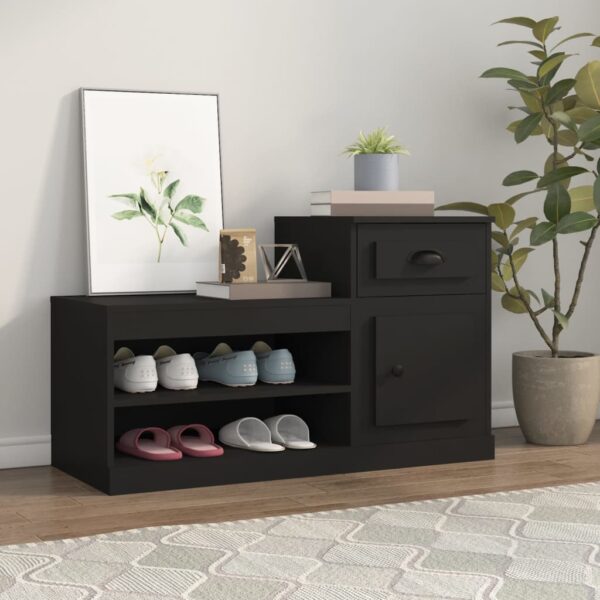 HomeDiscount-Shoe Cabinet Black 100x42x60 cm Engineered Wood