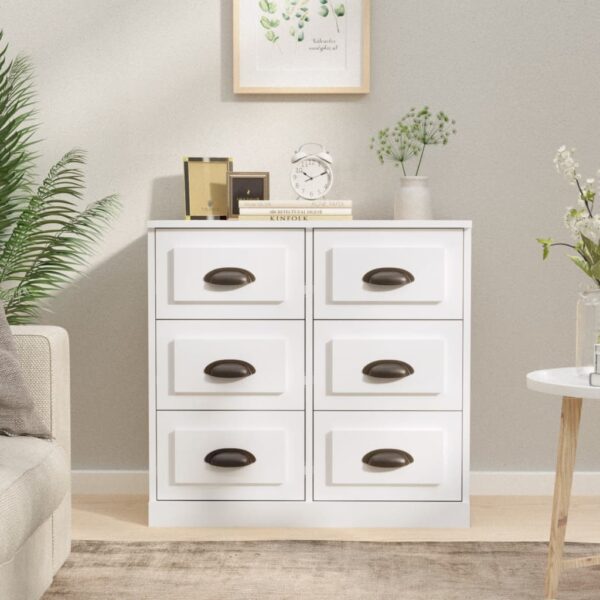 HomeDiscount-Sideboard High Gloss White 70x35.5x67.5 cm Engineered Wood