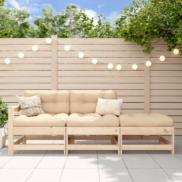 HomeDiscount-3 Piece Garden Lounge Set with Cushions Solid Wood