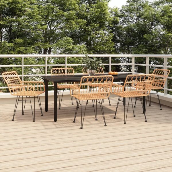 HomeDiscount-7 Piece Garden Dining Set Poly Rattan