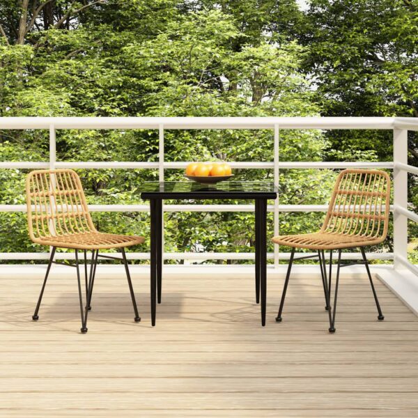 HomeDiscount-3 Piece Garden Dining Set Poly Rattan