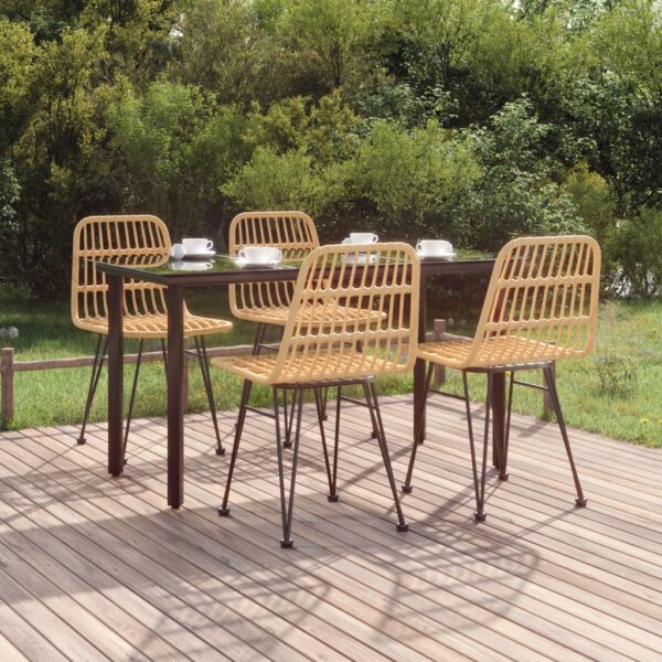 HomeDiscount-5 Piece Garden Dining Set Poly Rattan