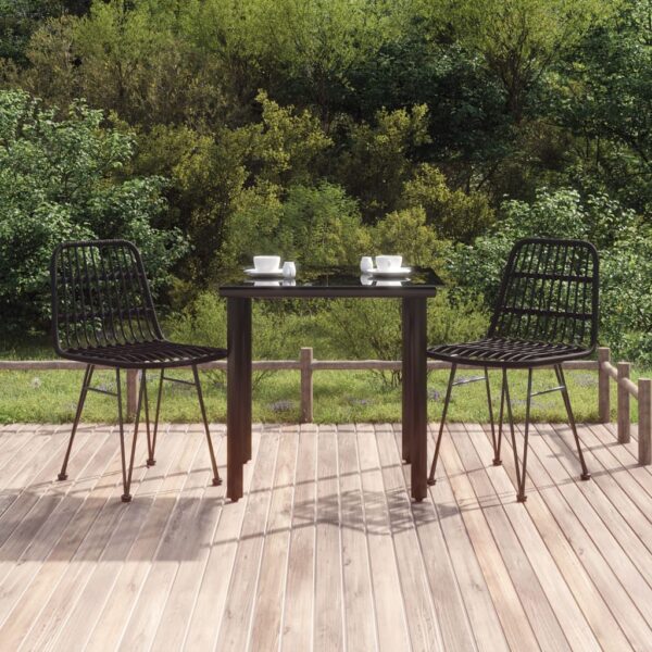 HomeDiscount-3 Piece Garden Dining Set Black Poly Rattan