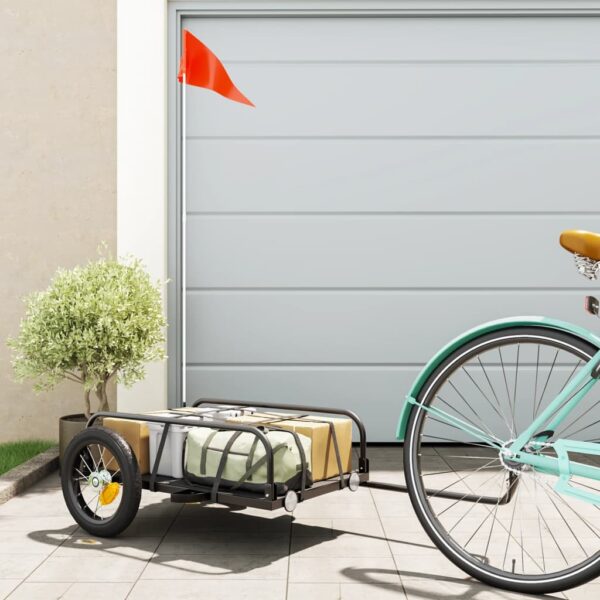 HomeDiscount-Bike Trailer Black 122x53x31 cm Iron