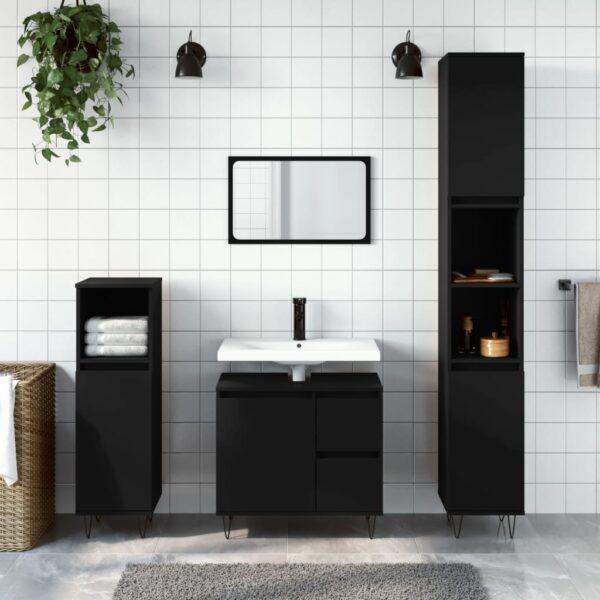 HomeDiscount-Bathroom Cabinet Black 65x33x60 cm Engineered Wood