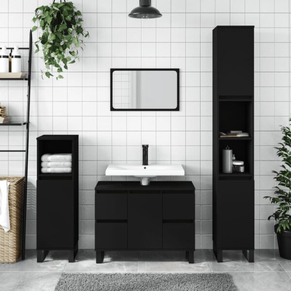 HomeDiscount-Bathroom Cabinet Black 80x33x60 cm Engineered Wood