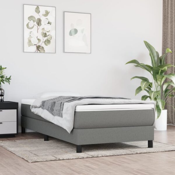 HomeDiscount-Box Spring Bed without Mattress Dark Grey King Single Size Fabric