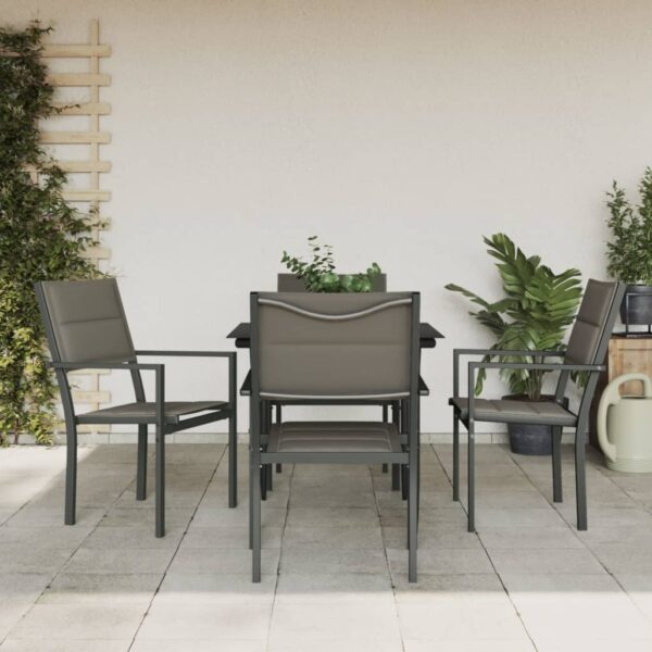 HomeDiscount-5 Piece Garden Dining Set Black Steel and Textilene