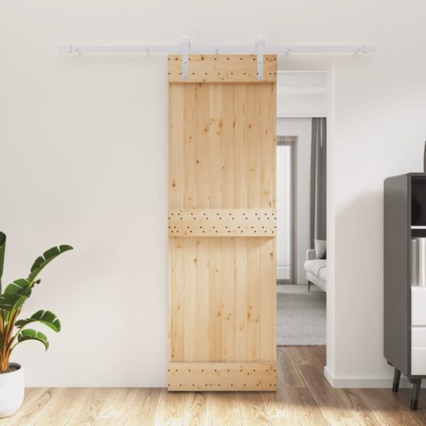 HomeDiscount-Sliding Door with Hardware Set 70x210 cm Solid Wood Pine