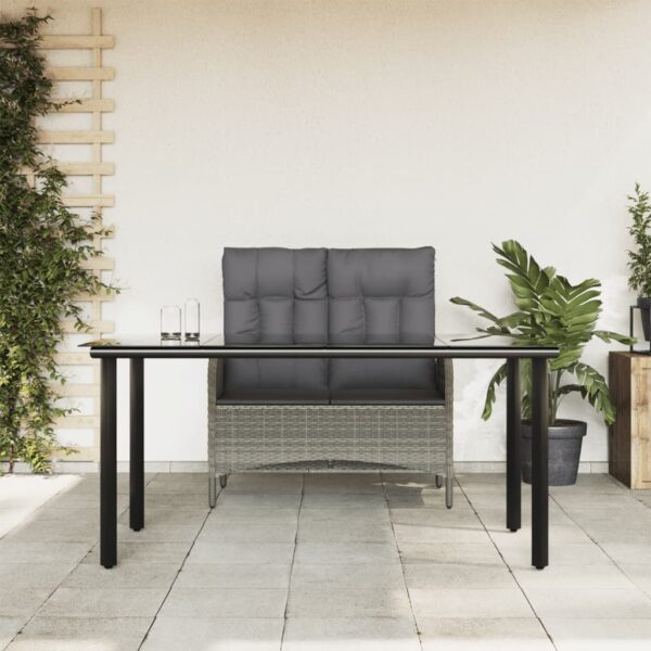 HomeDiscount-2 Piece Garden Dining Set with Cushions Grey Poly Rattan