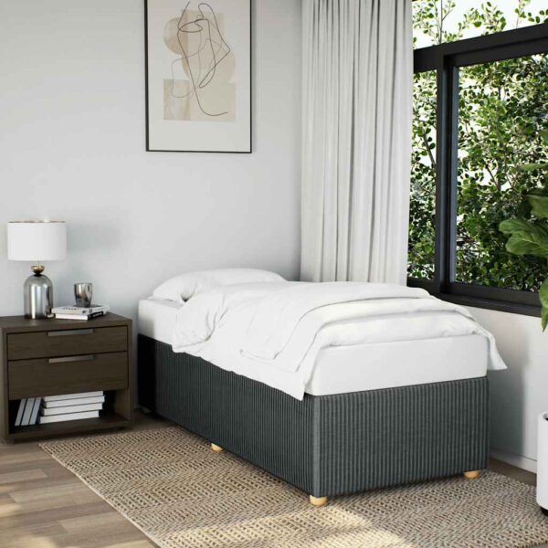 HomeDiscount-Bed Frame without Mattress Dark Grey King Single Fabric