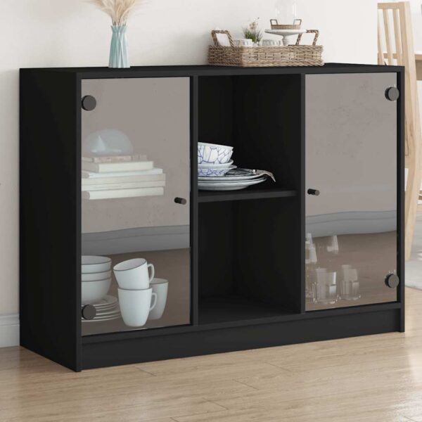 HomeDiscount-Sideboard Black 102x37x75.5 cm Engineered Wood