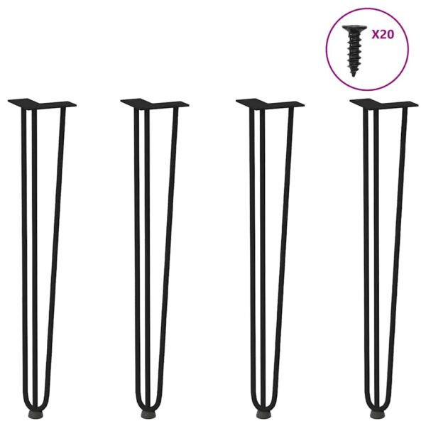 HomeDiscount-Hairpin Table Legs 4 pcs Black 72 cm Solid Steel