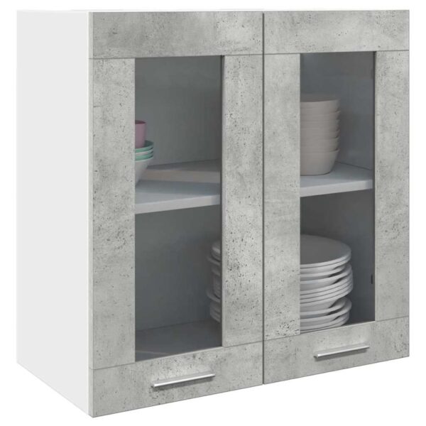 HomeDiscount-Kitchen Wall Cabinet with Glass Door Concrete Grey 60x31x60 cm