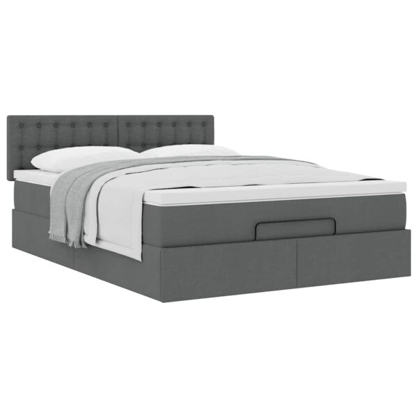 HomeDiscount-Ottoman Bed with Mattress Dark Grey Queen Fabric