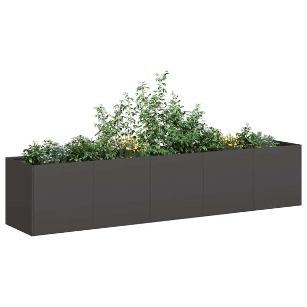 HomeDiscount-Planter Black 200x40x40 cm Cold-rolled Steel