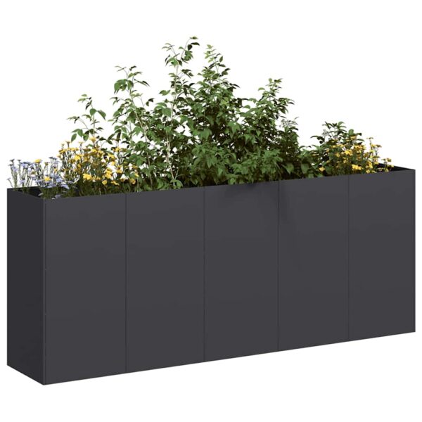 HomeDiscount-Planter Black 200x40x80 cm Cold-rolled Steel