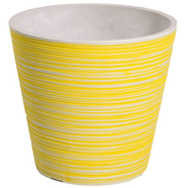 HomeDiscount-Yellow and White Engraved Pot 17cm