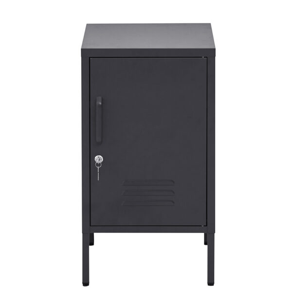 HomeDiscount-Bedside Table Metal Cabinet - Black