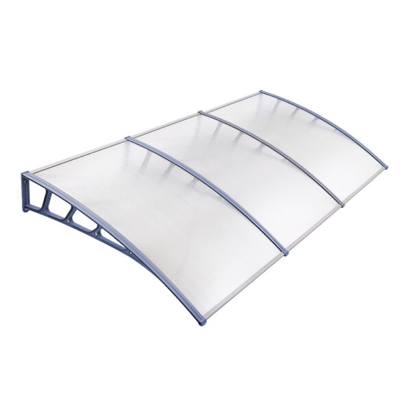 HomeDiscount-Window Door Awning Canopy 1.5mx3m Transparent Sheet Grey Plastic Frame