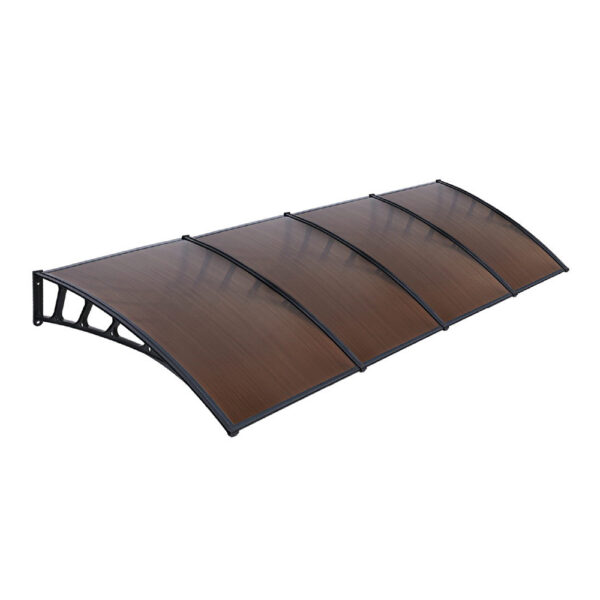 HomeDiscount-Window Door Awning Canopy 1.5mx4m Brown Sheet Black Plastic Frame