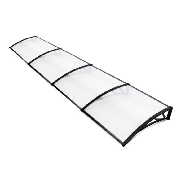 HomeDiscount-Window Awning Door Canopy 1m x 4m Transparent Sheet Black Plastic Frame