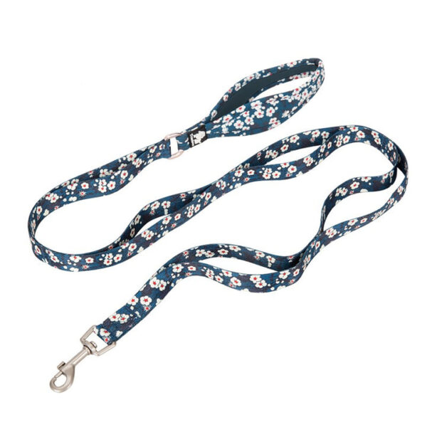 HomeDiscount-Floral Multi Handle Dog Lead - Blue  S