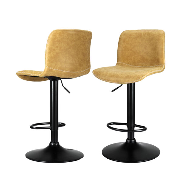 HomeDiscount-2x Bar Stools Kitchen Swivel Bar Stool Gas Lift Chairs Barstools Brown