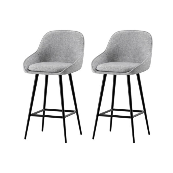 HomeDiscount-2x Bar Stools Upholstered Stool Counter Seat Kitchen Dining Chairs