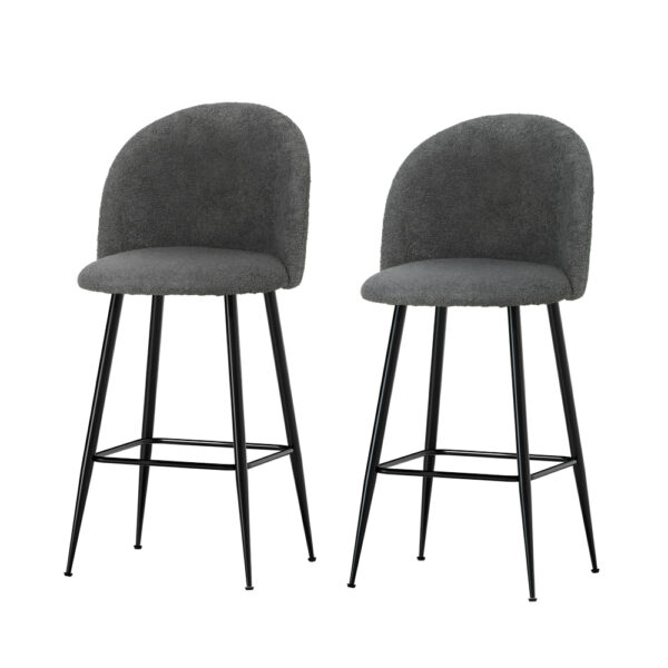 HomeDiscount-Bar Stools Kitchen Counter Barstools Sherpa Metal Chairs x2