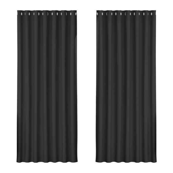 HomeDiscount-2X Blockout Curtains Eyelet 240x230cm Black