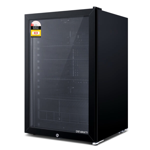 HomeDiscount-115L Bar Fridge Glass Door w/Light Black