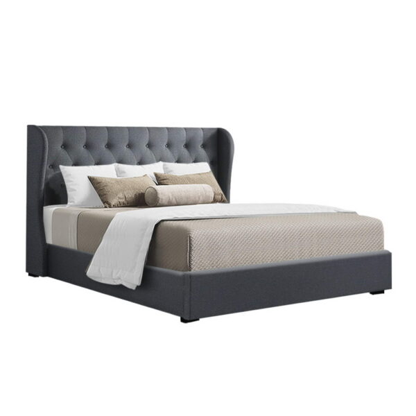 HomeDiscount-Bed Frame King Size Gas Lift Charcoal ISSA