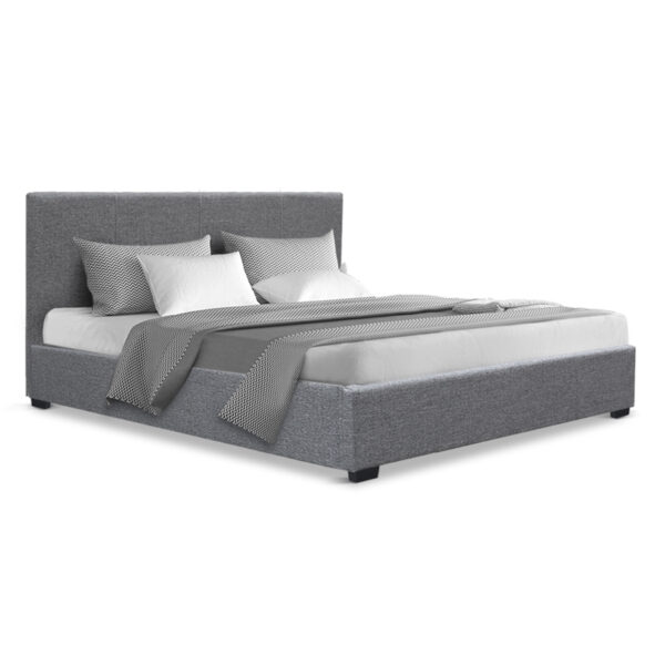 HomeDiscount-Bed Frame Double Size Gas Lift Grey NINO