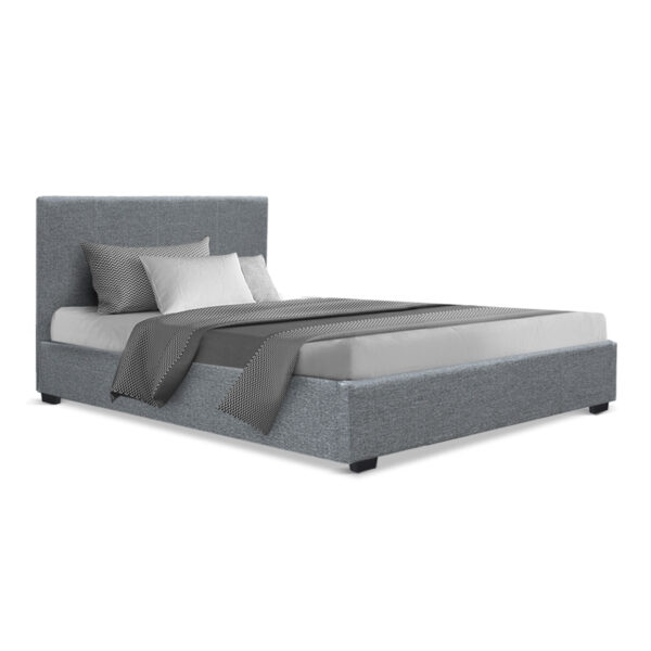 HomeDiscount-Bed Frame King Single Size Gas Lift Grey NINO