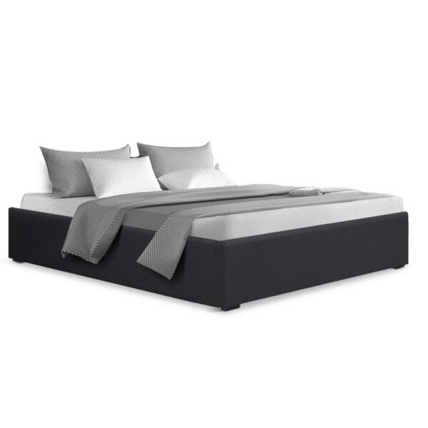 HomeDiscount-Bed Frame Double Size Gas Lift Base Charcoal TOKI