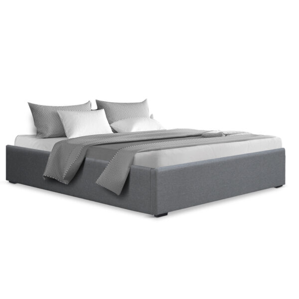 HomeDiscount-Bed Frame Double Size Gas Lift Base Grey TOKI