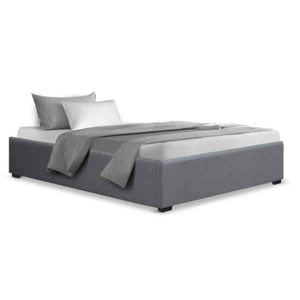 HomeDiscount-Bed Frame King Single Size Gas Lift Base Grey TOKI