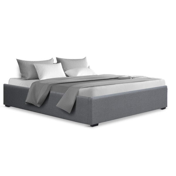 HomeDiscount-Bed Frame Queen Size Gas Lift Base Grey TOKI