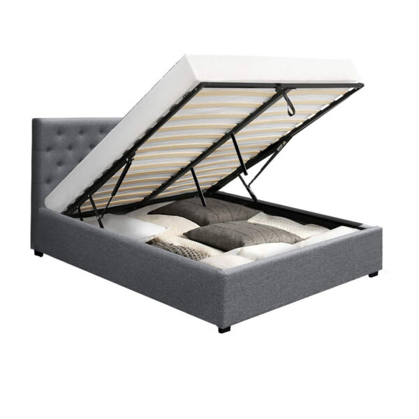 HomeDiscount-Bed Frame Double Size Gas Lift Grey VILA