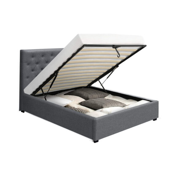 HomeDiscount-Bed Frame King Single Size Gas Lift Grey VILA