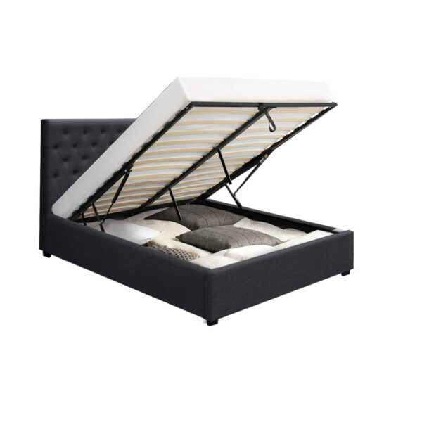 HomeDiscount-Bed Frame Queen Size Gas Lift Charcoal VILA