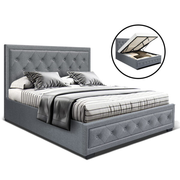 HomeDiscount-Bed Frame Double Size Gas Lift Grey TIYO