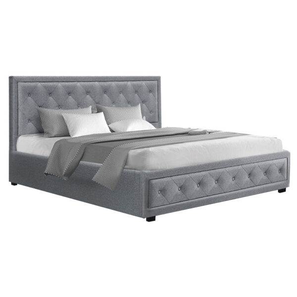 HomeDiscount-Bed Frame King Size Gas Lift Grey TIYO